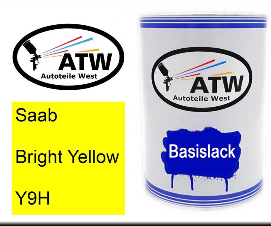 Saab, Bright Yellow, Y9H: 500ml Lackdose, von ATW Autoteile West.